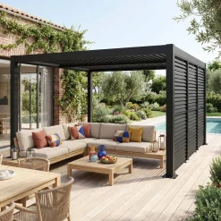 Louvered pergola 4x3m + 3 100 cm adjustable slat louver panels