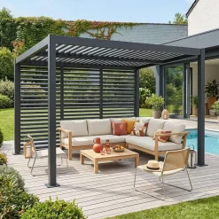 Louvered pergola 4x3m + 3 130cm louver panels
