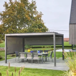 Louvered pergola 4 x 3m with a 3m blind and a 4m blind