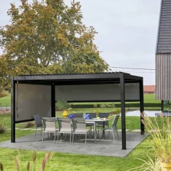 Louvered pergola 4 x 3m with a 3m blind and a 4m blind