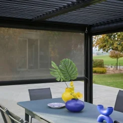 Louvered pergola 4 x 3m with a 3m blind and a 4m blind