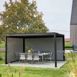 Louvered pergola 4 x 3m with a 3m blind and a 4m blind