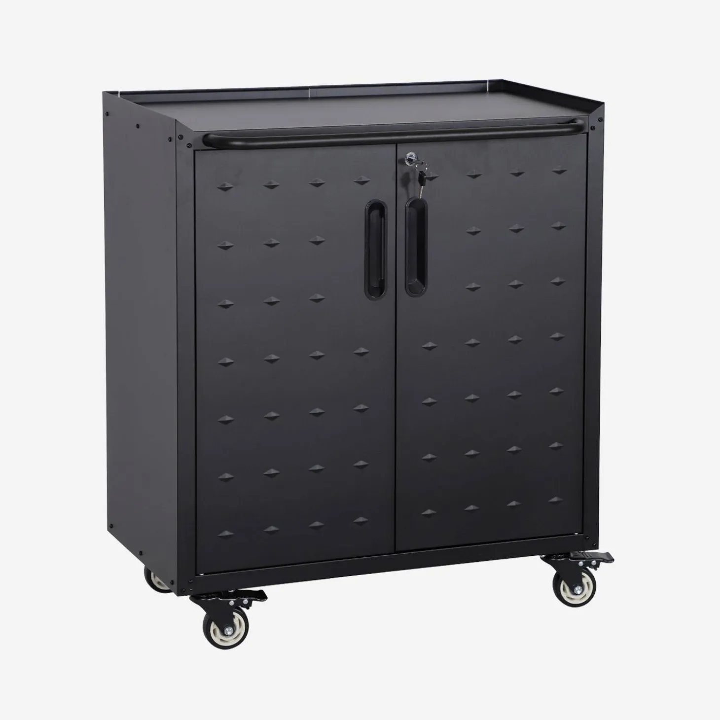 Low storage cabinet for garages with 2 doors