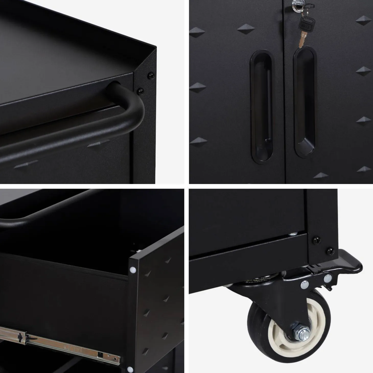 Low storage cabinet for garages with 2 doors