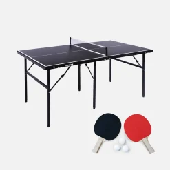 Medium indoor table tennis table with 2 bats and 3 balls