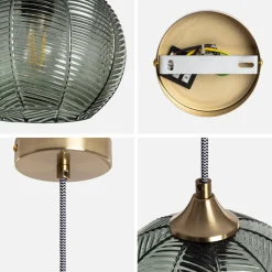 Metal and glass indoor pendant light Ø20 cm