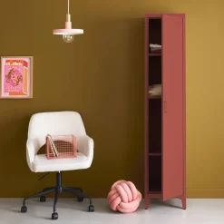 Metal cabinet/locker with 4 storage compartments, industrial-style