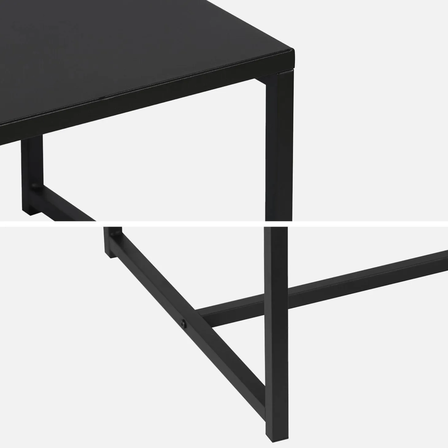 Metal coffee table with metal legs