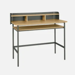 Metal desk with wood decor 3 niches