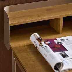 Metal desk with wood decor 3 niches