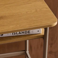 Metal desk with wood decor 3 niches