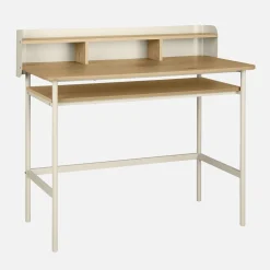 Metal desk with wood decor 3 niches