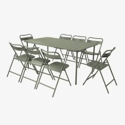 Metal garden table + 8 chairs