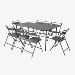 Metal garden table + 8 chairs