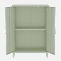 Metal sideboard cabinet with 2 storage compartments, industrial-style