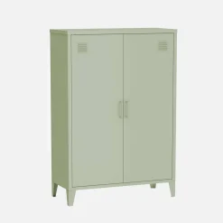 Metal sideboard cabinet with 2 storage compartments, industrial-style