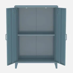 Metal sideboard cabinet with 2 storage compartments, industrial-style