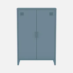 Metal sideboard cabinet with 2 storage compartments, industrial-style
