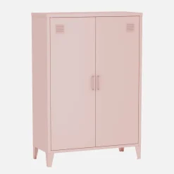 Metal sideboard cabinet with 2 storage compartments, industrial-style