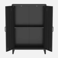 Metal sideboard cabinet with 2 storage compartments, industrial-style