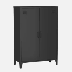 Metal sideboard cabinet with 2 storage compartments, industrial-style