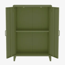 Metal sideboard cabinet with 2 storage compartments, industrial-style