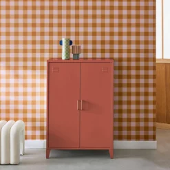 Metal sideboard cabinet with 2 storage compartments, industrial-style