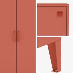 Metal sideboard cabinet with 2 storage compartments, industrial-style