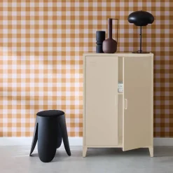 Metal sideboard cabinet with 2 storage compartments, industrial-style