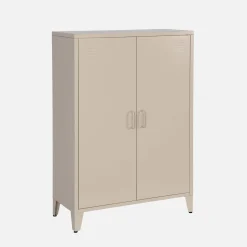 Metal sideboard cabinet with 2 storage compartments, industrial-style