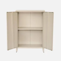 Metal sideboard cabinet with 2 storage compartments, industrial-style