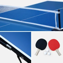 Mini folding indoor table tennis table with 4 bats and 6 balls