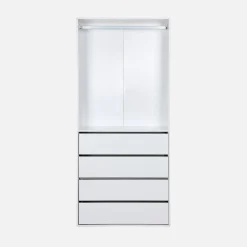 Modular open wardrobe drawer and rail unit