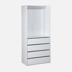 Modular open wardrobe drawer and rail unit