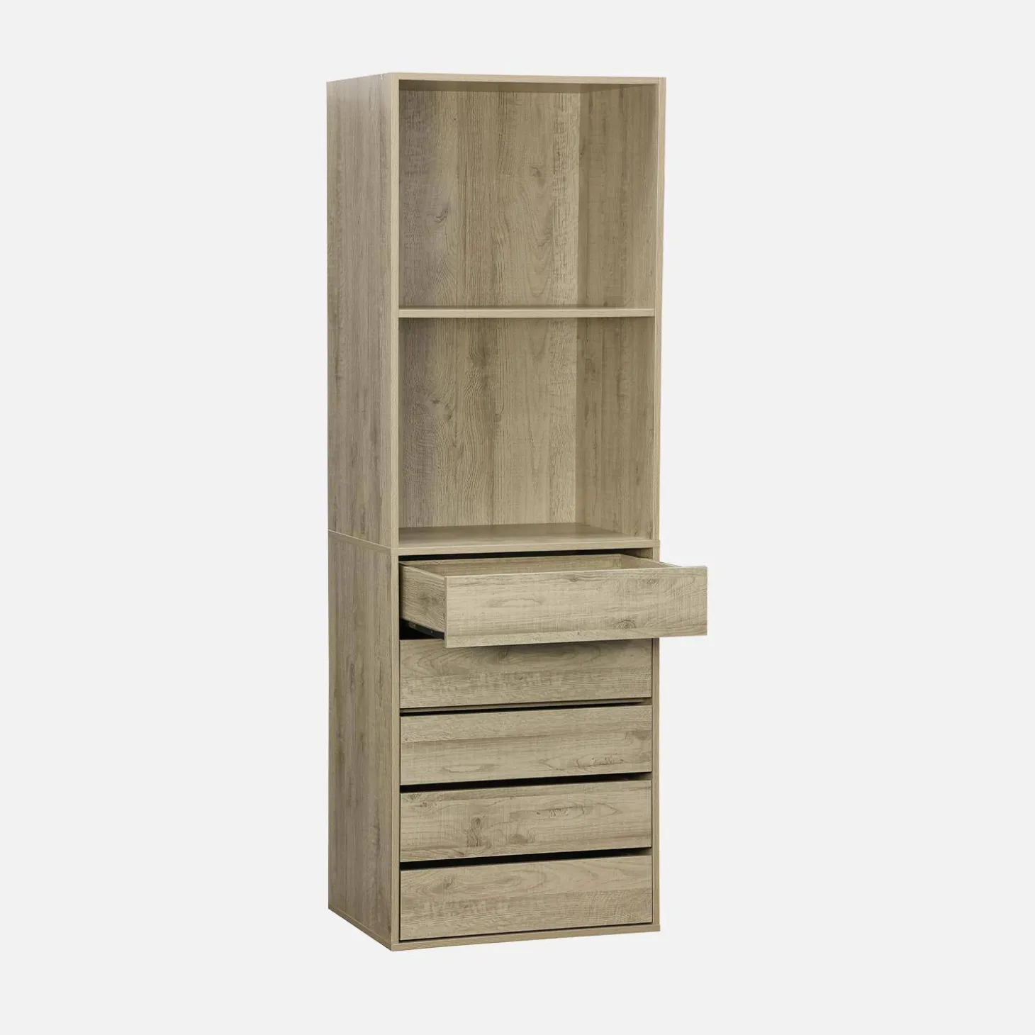 Modular open wardrobe drawer and shelf unit