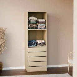 Modular open wardrobe drawer and shelf unit