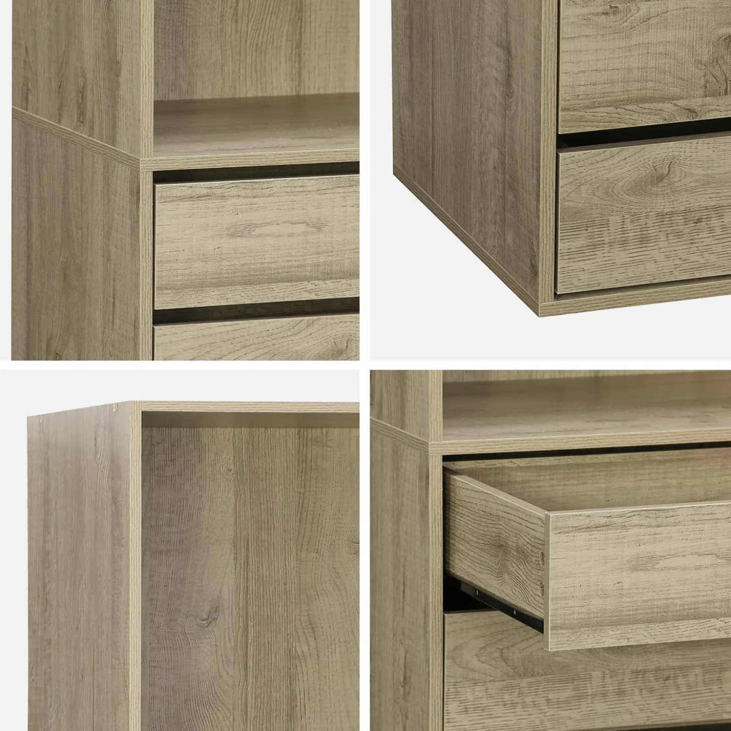 Modular open wardrobe drawer and shelf unit