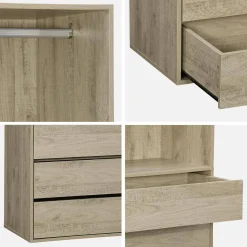 Modular open wardrobe drawer and rail unit