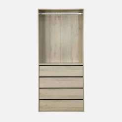 Modular open wardrobe drawer and rail unit