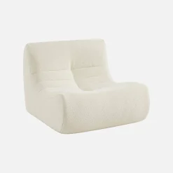 Modular scandinavian armchair in textured boucle fabric