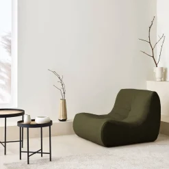 Modular scandinavian armchair in textured boucle fabric
