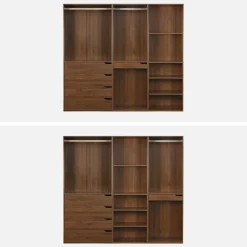 Modular wardrobe kit wood decor 3 elements