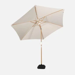 3m round center pole parasol, wood-effect pole