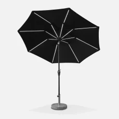 2.7m round centre pole parasol with integrated LED lights