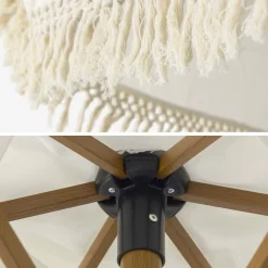 2m straight fringed steel parasol