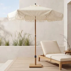 2m straight fringed steel parasol