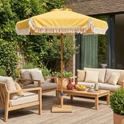 2m straight fringed steel parasol
