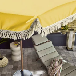 2m straight fringed steel parasol