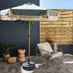 2m straight fringed steel parasol