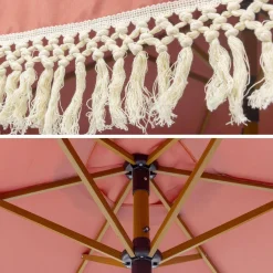 2m straight fringed steel parasol